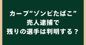 カープ“ゾンビたばこ”売人逮捕で残りの選手は判明する？今後の捜査を考察