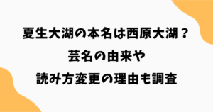 夏生大湖の本名は西原大湖？芸名の由来や読み方変更の理由も調査