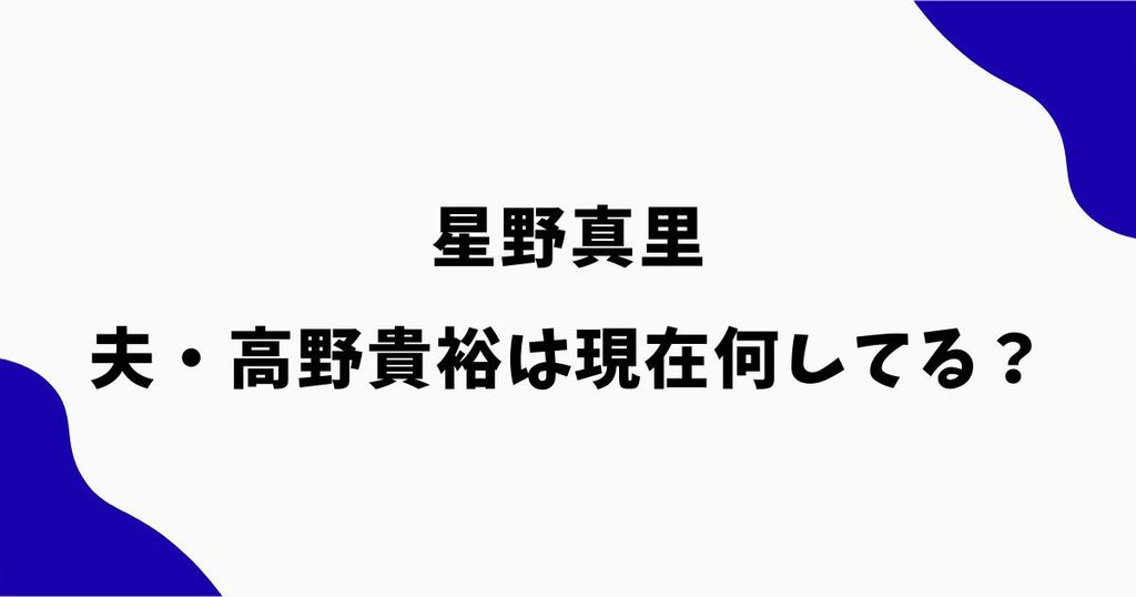 星野真里の夫・高野貴裕は現在何してる？職業や都議選出馬を調査