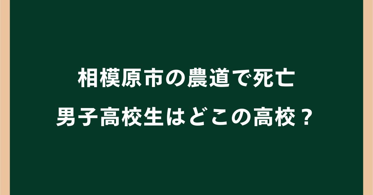 相模原市の農道で死亡の男子高校生はどこの高校?学校名は公表されている?