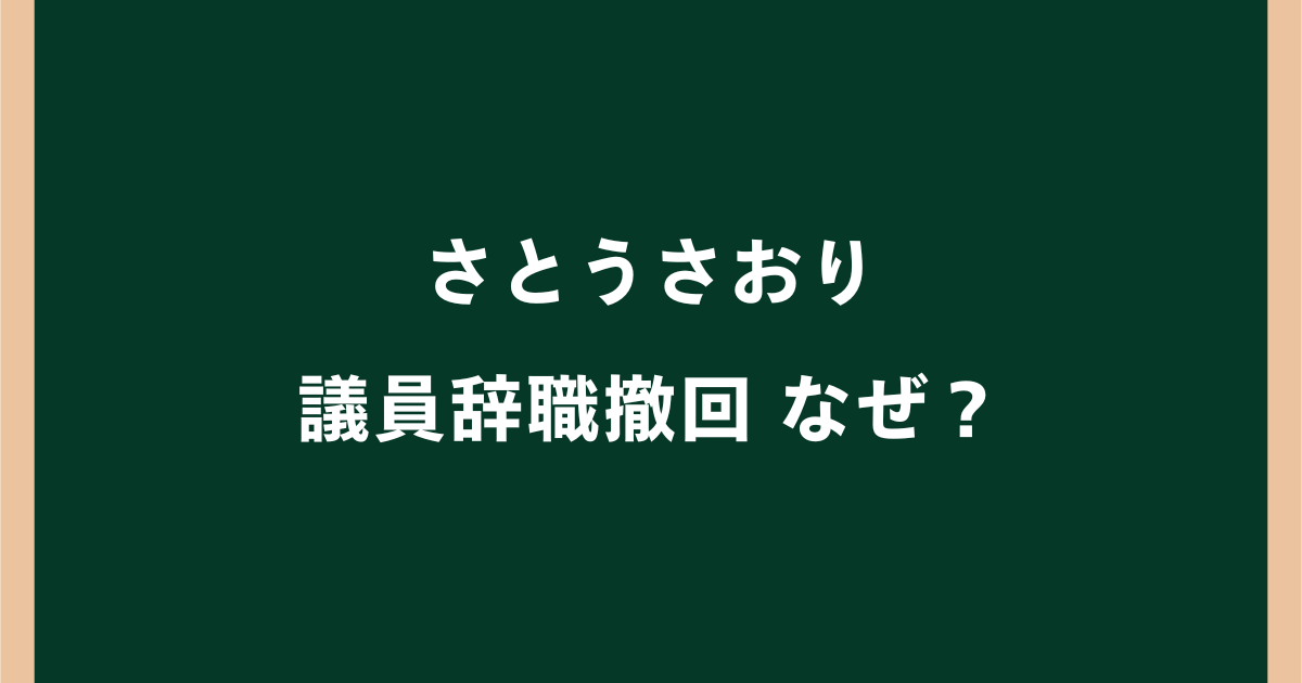 さとうさおりが議員辞職を撤回したのはなぜ？理由や一転した経緯を解説