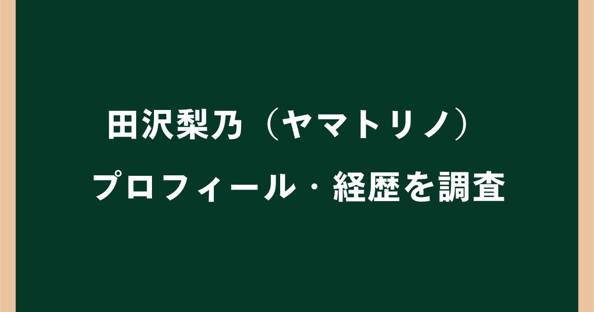 田沢梨乃（ヤマトリノ）は何者？プロフィールや経歴・年齢を調査