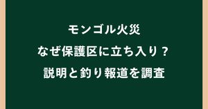 モンゴル火災でなぜ保護区に立ち入り？モビコムの説明と釣り報道を調査